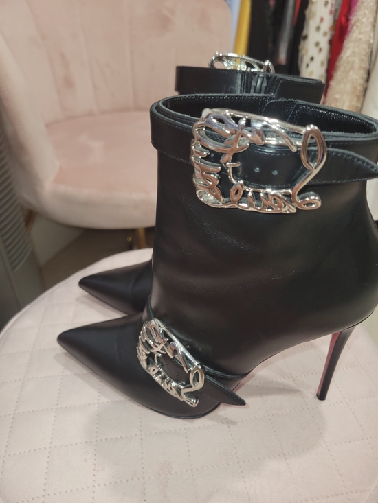 Christian Louboutin Shoes - Christian Louboutin Black Leather Pointed Stiletto Ankle Boots